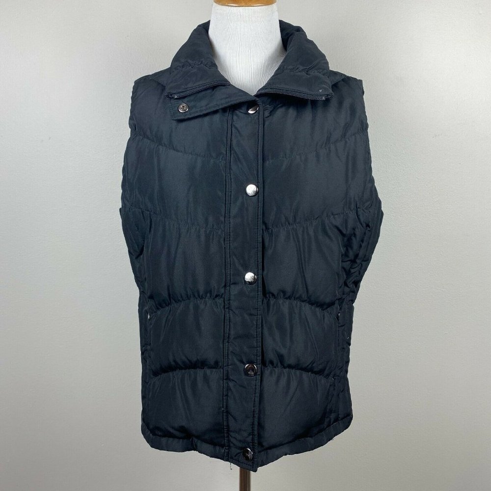 Kenneth Cole Reaction G-III‎ Down Feather Vest L Black Sleeveless Zip Snap